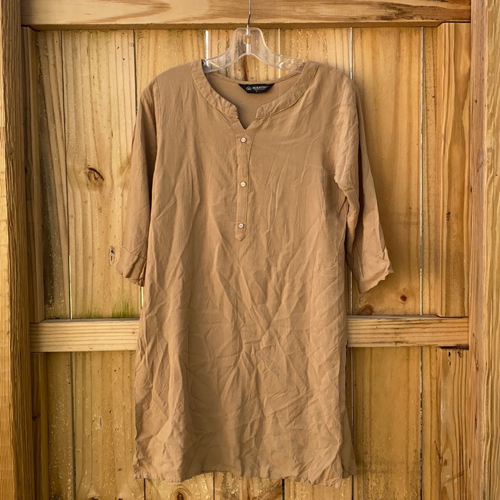 Manini Kurta / tunic in neutral tan, size L